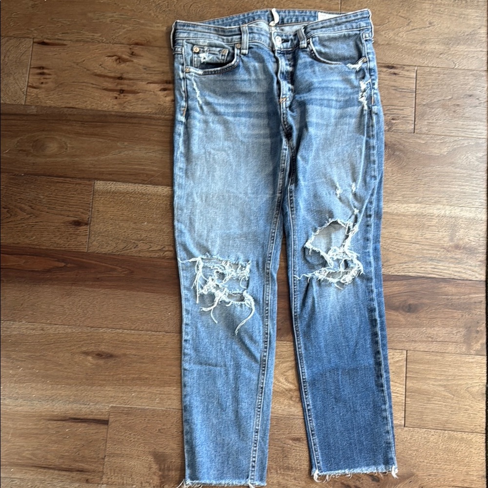 Distressed Blue Jeans
